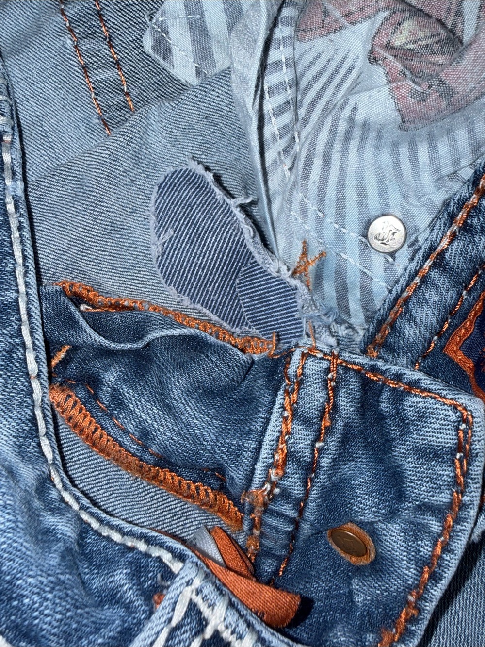 Vintage Rock Revival Low Rise Patched Distressed Alanis Boot Jeans 28 - Picture 10 of 12